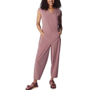 Columbia Sportswear Womens‎ V Neck Sleeveless Jumpsuit Wide Leg Rose Quartz L
